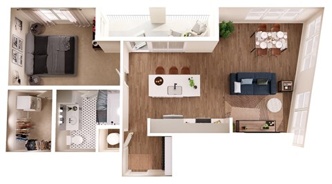 The Crown of Queen City Apartments in Charlotte, North Carolina A3B Floor Plan
